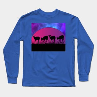 Retro Vintage Sunset Africa At Night Long Sleeve T-Shirt